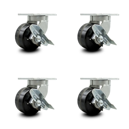 Service Caster 6 Inch Extra Heavy Duty Phenolic Wheel Caster Brakes 2 Swivel Locks SCC, 4PK SCC-KP92S630-PHR-SLB-BSL-2-SLB-2